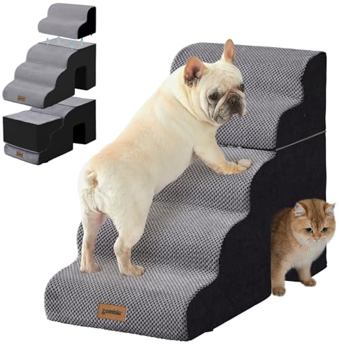 ZOMISIA Dog Ramp for Large Dogs with Tunnel, 24 H 5 Steps for High Bed