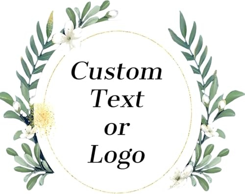 Custom Logo Stickers - Design Your Own Personalized Labels with Text, Image, & Photo - Waterproof, UV Protected, Fade & Heat Cold Resistant - Pack of 100 (Wreath 8, 51mm)