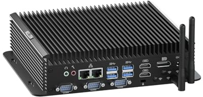 HISTTON Fanless Mini PC Core i5-1235U,64 GB DDR5 RAM 1 TB NVME SSD, Industrie Computer Windows 11 Pro,4K Triple Display, 8USB,6 RS232 COM,2LAN,WiFi5, BT4.2, PXE,Desktop PC Wake On LAN, Power On Auto