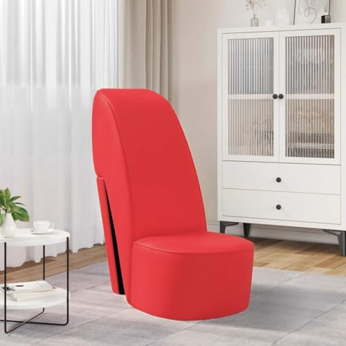 Vorpalize Stuhl in Stöckelschuh-Form Rot Kunstleder mit Baumwoll-Polyester-Mix 43x82,5x85,5 cm, Gartensessel und Loungesessel Outdoor für Balkon, Wohnzimmer und Themenpartys, 110 kg Belastbarkeit