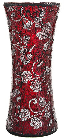 London Boutique Vase décoratif en mosaïque Scintillant pour Cadeau (Rose Rouge Cylindre)