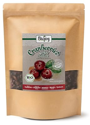 Biojoy Mirtilli rossi essiccati BIO (1 kg), senza zuccherо aggiuntо, dolcificati succo di mela
