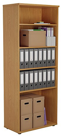 Office Hippo Heavy Duty Bookcase, Robust Book Case, Storage Unit with 4 Adjustable Shelves & Adjustable Feet, Stable Home Office Furniture, Simple To Assemble - Oak