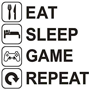 Wallpaper Eat Sleep Game Repeat Removable Wall Stickers Art Design DIY Wall Decoration Removable 3D Vinyl Sticker Decal for Home Living Room Bedroom Bathroom Kitchen Decor Mural Quotes Amaone