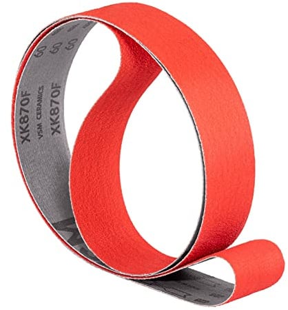 VSM Schleifband XK870F – 75 x 2000 mm – Körnung P120 – 10 Stück – aggressives Keramikkorn für Metall Edelstahl – hochflexible Gewebeunterlage für Konturen – Profi-Schleifbänder für Bandschleifer