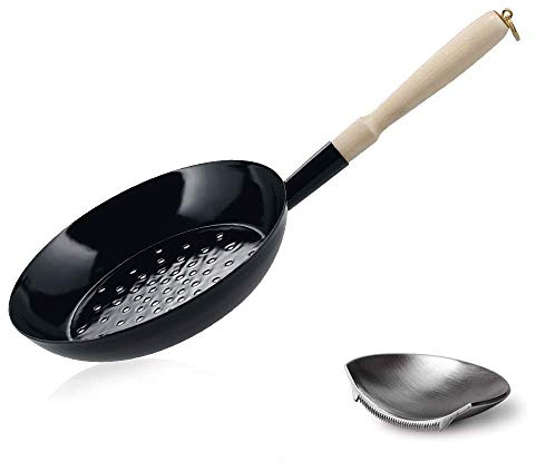 Set Riess Emaille Maronenpfanne 26 cm und Jack der Maronischnitzer von Take2 Maronipfanne Emaille Pfanne Schnitzer