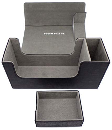 docsmagic.de Premium Magnetic Tray Long Box Black Small - Card Deck Storage - Kartenbox Aufbewahrung Transport Schwarz