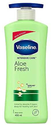 Vaseline Intensive Care Aloe Fresh Hydrating Body Lotion 400 ml, Daily Moisturizer for Dry Skin, Gives Non-Greasy, Glowing Skin - For Men & Women
