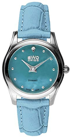 BWC Swiss Damen Uhr Analog Quarz mit Leder Armband 200395005