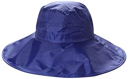 Regenhut für Frauen mit breiter Krempe verstaubar | Damen Regenkappe Wasserdicht Sonnenschutz Satin gefüttert | Outdoor Bucket Hat, blau, Large