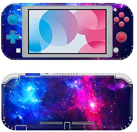 Skinown Aufkleber für Switch Lite mit 2 Displayschutzfolien Blau Violett Stern