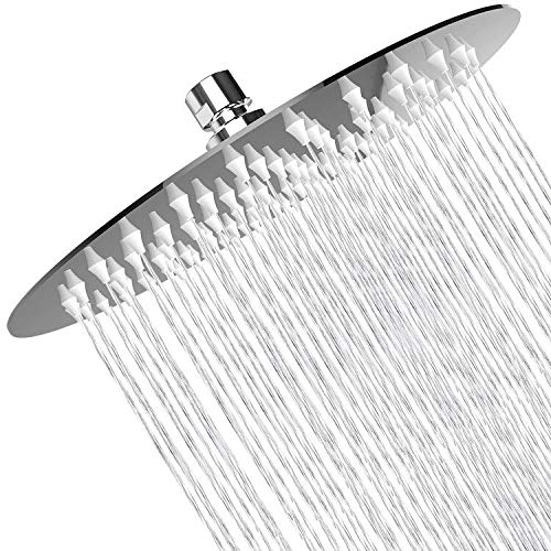 Woophen Regenduschkopf, Hochdruck, 20,3 cm, 304 Edelstahl, spiegelähnliche Optik, schwenkbarer Sprühwinkel, üppiges Duscherlebnis, einfache Installation, Chrom-Finish