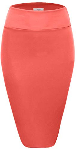 Jupe crayon midi moulante sous le genou, jupe de bureau taille haute - Rose - Taille M