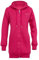 WINSHAPE Veste à Capuche Longue et Douillette J006 avec Fermeture éclair 2 Voies Sweatshirt, Rose foncé, L Femme