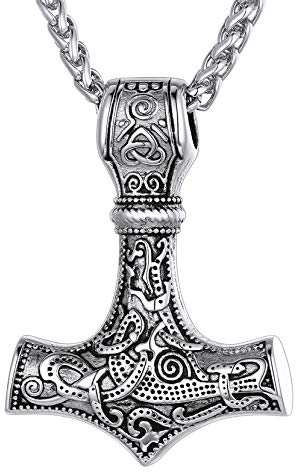 Richsteel Edelstahl Thors Hammer Halskette Wikinger Schmuck Mjölnir Anhänger mit Keltischer Knot für Herren Jungen Männer