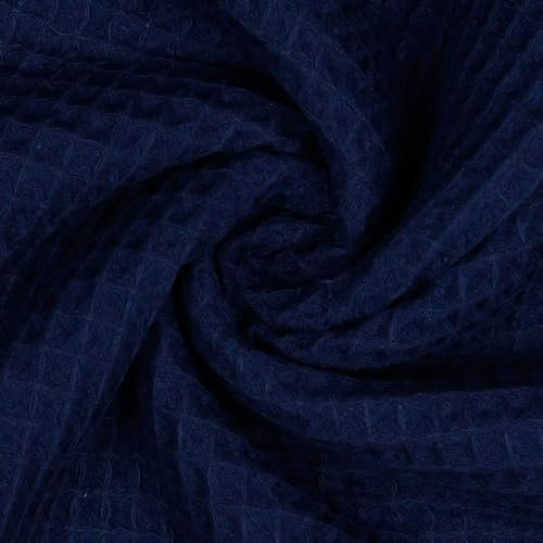 VmG-Store Waffelpique Meterware Waffel Stoff 100% Baumwollstoff Tex 100 (011 I Navy, 100 x 150cm)