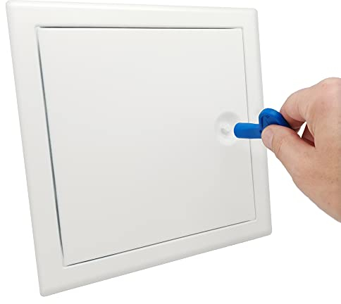 Revisionsklappe 20x20cm PREMIUM mit Vierkantverschluss - Stahlblech Weiß 4 Kantverschluss | Revisionstür 200x200mm | Wartungsklappe | Serviceklappe | Badewanne Revisionstuer