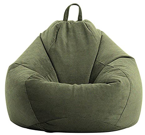 AMGJ Sitzsackhülle ohne Füllung Sitzsack Bezug aus Cordstoff Sitzsack Abdeckung für Kinder und Erwachsene,Grün,90x110cm