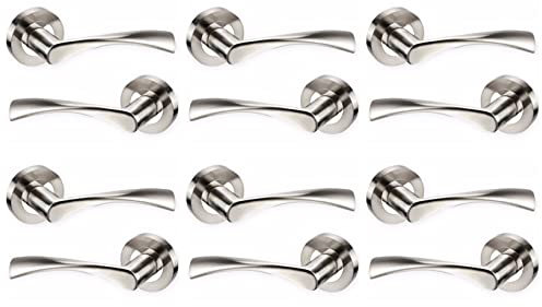 Haven Heritage Chrome & Satin Duo Twist Interior Lever on Rose - Internal Door Handles, Chrome Finish Pack of 6