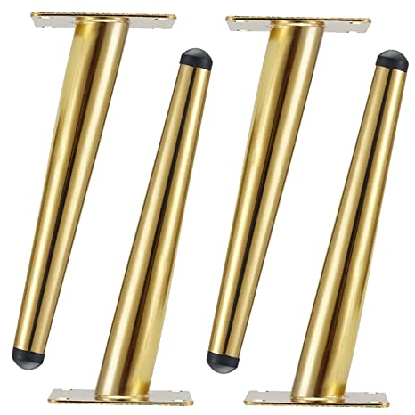 4 Stück Möbelfüße,Schräg Konisch Möbelfüsse,Metall Möbelbeine,DIY Tischbeine,Sofafuss,Schrankbeine,für Couchtisch,Schreibtisch,Nachttisch,TV-Schränke,Mit Schrauben und Schutzfüßen (40cm/15.7in,Gold)