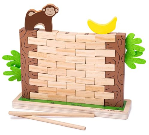 Bigjigs Toys Dschungel-Absturzspiel, hölzerner Wackelturm & Mathe-Spiel