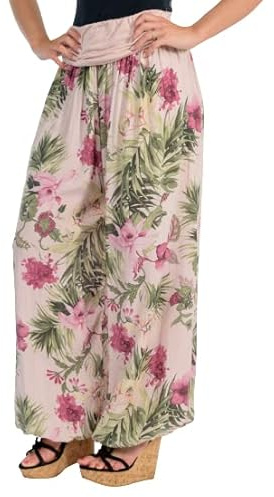 Malito - Damen Haremshose floraler Blumen Print - atmungsaktive Pumphose - dünne Freizeit Strandhose - hautfreundliche Aladinhose 8939 (Altrosa)