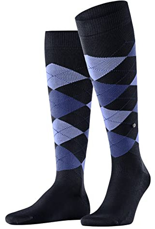 Burlington Herren Kniestrümpfe Manchester M Kh Baumwolle lang gemustert 1 Paar, Blau Marine 6120, 40-46