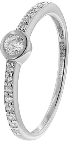 trendor Ring für Damen Weißgold 333 mit Zirkonia zauberhafter Ring aus Echtgold für Frauen, edle Geschenkidee 41326-56 Ringgröße 56/17,8