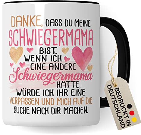 Schwiegermutter Tasse Schwiegermama Kaffeebecher lustig Kaffee-Becher mit Spruch lustig Geschenk Schwiegereltern Geschenkidee Hochzeit Geburtstag Humor Mutter von Ehemann Lieblingsschwiegermama
