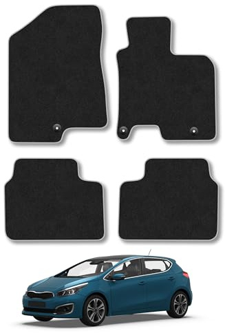 Fits Kia Cee'd (2012-2018) Carpet Car Mats | Grey Edge Trim Tailored Fit Floor Mats Full Coverage Protection Accessories Easy Clean Anti Slip Made in the UK