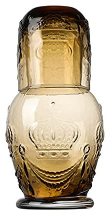 DCQRY Carafe à eau et verre de chevet vintage, carafe en verre de 730 ml avec couvercle, pichet à jus en verre transparent, pichet à thé, bouilloire, pichet à lait pour bain de bouche, eau, limonade