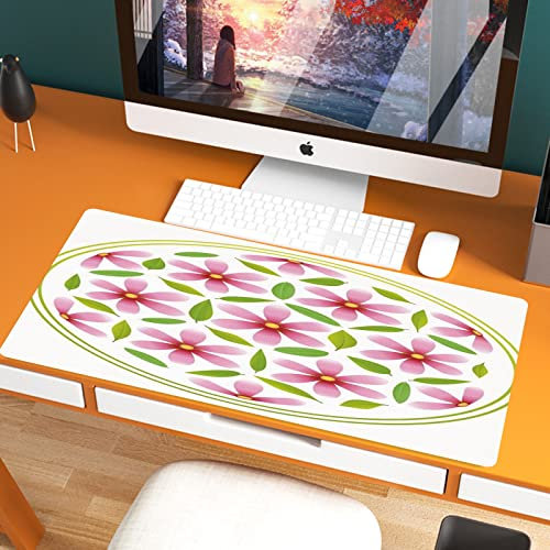 Tapis de Souris Gaming XXL 800x400mm,Floral, fleur de vie avec des fleurs et des feuilles à l'intérie,Tapis de Table Surdimensionné Extra Grand XXL, Pour précision et rapidité - pour Souris et Clavier