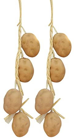 URFEDA 2 Stück Künstliche Gemüse Hängen Deko Künstliche Kartoffeln Gemüse Dekoration,künstlicher Gemüse Zopf,Drinnen Dekor Für Haus Küche Garten Gemüse Party Festival Dekoration Foto Requisiten