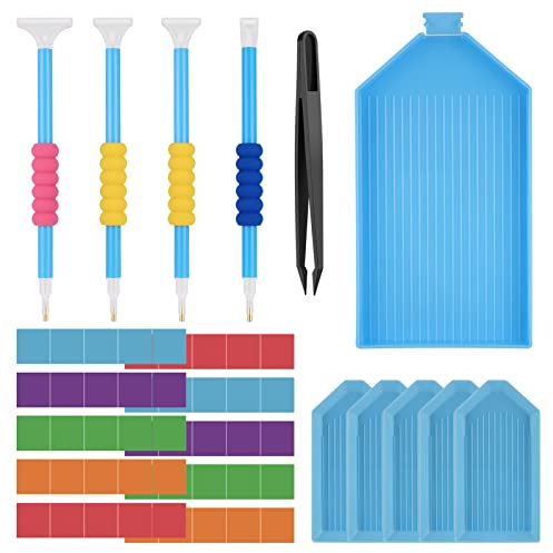Huiguli 5D DIY Diamond Painting Zubehör Kits, 15 Teiliges Diamond Painting Stift Set und 50 Stück Diamant Malerei Kleber Ton, Diamant Malerei Werkzeuge Kits für Erwachsene und Kinder