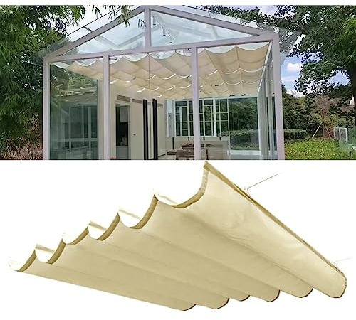 Außen-Pergola Regenfest, Glashaus-Vordach Schattige Abdeckung, Veranda Einziehbar Schiebedraht-Sonnensegel Markise Für Hinterhof-Terrasse, Alle Komponenten (Farbe : Weiß, Größe : 3x5m)