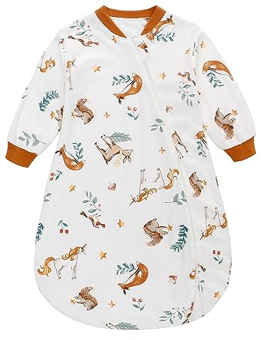 Baby Schlafsack für Kleinkinder 1 TOG Langarm Babyschlafsack, 2-Wege-Reißverschluss, Ganzjährig, Kinderschlafsack Baumwolle Schlafanzug für Jungen und Mädchen (Einhorn, S)