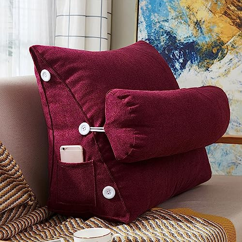 XIEMINLE Lendenkissen Schlafsofa Dreieckige Rückenstütze | 60*50*22 cm,mit verstellbarem Hals, Bett-Kopfteil-Keil, Lesekissen, Rückenkissen für Bett, Sofa, Lesen