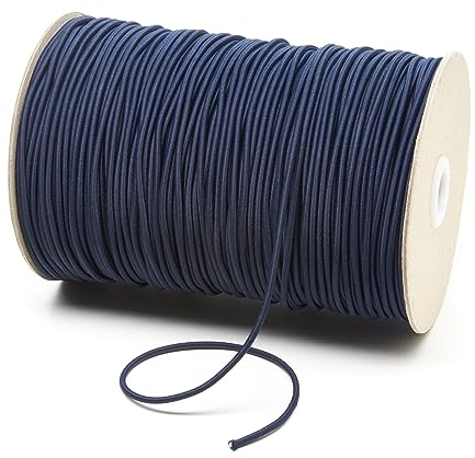 2mm Thin Fine Round Elastic Cord for Sewing DIY, Arts & Crafts, Beading, Haberdashery & Clothing Accessory Premium Quality Made in UK (Dark Navy, 5 Metre Cut Length)