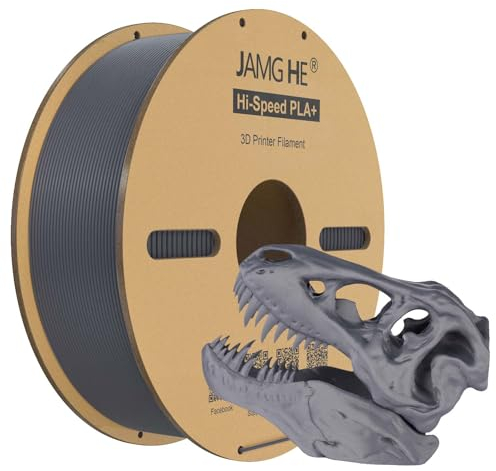 JAMG HE High Speed PLA+ Filament, 1.75mm 1kg Hi-Speed PLA+ 3D Printer Filament ± 0.01 Dimensional Accuracy 3D Printing Filament Cardboard Spool Fits for Most FDM 3D Printers (1KG, Silver)