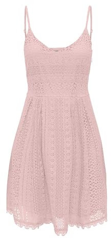 ONLY Onlhelena Lace S/L Short Dress Noos Wvn Abito Estivo, Colore: Rosa, 52 Donna