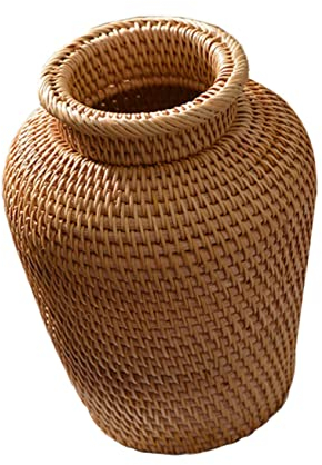 DECHOUS 2stücke Handgefertigter Rattan Blumenvase Für Tischdekoration Woven Flowerpot Braun Multifunktionale Aufbewahrung Für Blumen Und Kleine Gegenstände Natürlicher Und