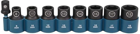 Makita E-16645 Lot de 9 douilles à choc 1/2 Noir