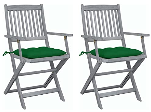 WHOPBXGAD klappstuhl bis,klappsessel,Camping Stuhl,rattansessel,Klappbare Gartenstühle 2 STK. mit Kissen Massivholz Akaziestapelstuhl,klappstuhl Holz,campingstuhl mit Tisch,gartenstuhl,Sun Garden,