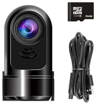 1080P HD 360° Rotating Mini ADAS Dashcam, Mini Vorne Autokamera, Dashcam 1080P HD Autokamera, Dashcam Auto Vorne mit 24 Std. Parkmodus, Loop-Aufnahme und Nachtsicht (Mit 32G SD-Karte)