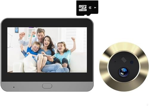 Timbre Inteligente, Timbre, Tuya Smart 1080P Mini Mirilla Digital Visor de Ojos WiFi inalámbrico Infrarrojo PIR Detección de Movimiento Timbre Cámara de Puerta Alexa Google, Cámara de Puerta