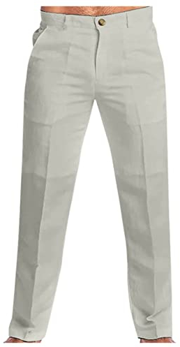 GXYANiaoy Herren Leinenhose Slim Fit Stretch Lang Linenpants Leinenhose Lang Freizeit Große Größen Mit Taschen Sommerhose Chinohose Mit Taschen Breit Baumwolle Trousers