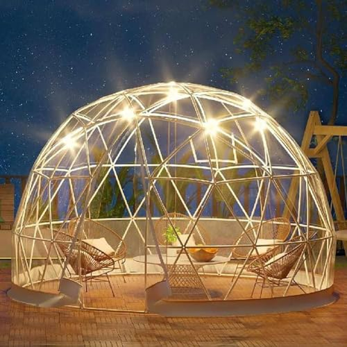 LSHFYV Transparentes Campingzelt, Home Dome Bubble Tent, 3,6 m transparentes Campingzelt, 4 Jahreszeiten Outdoor-Garten Clear Dome Geodätischer Kuppelschutz 8-10 Personen für Hinterhofterrassen