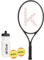 AKTIVE Tennisschläger-Set für Erwachsene, Anfänger, Bälle und Flasche, 27,5 x 63 cm, 230 Gramm, sehr leicht und robust, aus Aluminium, inkl. Schläger mit Schultergriff, Sport, für Anfänger (54198)