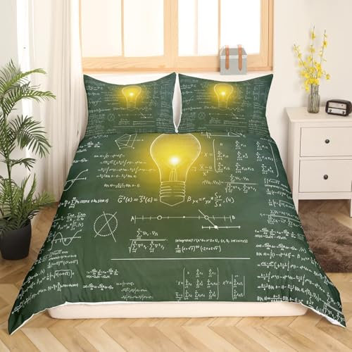 NDXRWDZR Bettwäsche 135x200 Mathematische Gleichung Bettwäsche-Set mit Reißverschluss Schließung für Kinder Weicher Atmungsaktive Mikrofaser Bettbezug + 2 Kopfkissenbezug 80x80 cm