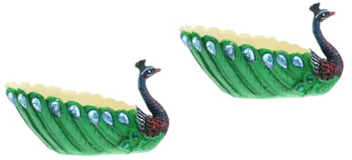 OFFSCH 2 Stücke Garten Decor Pfauen Vase Harz Desktop Pflanzer Entwässerung Für Blumentöpfe Für Innen